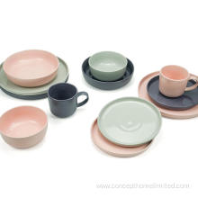 Color glaze stoneware dinner set - multi